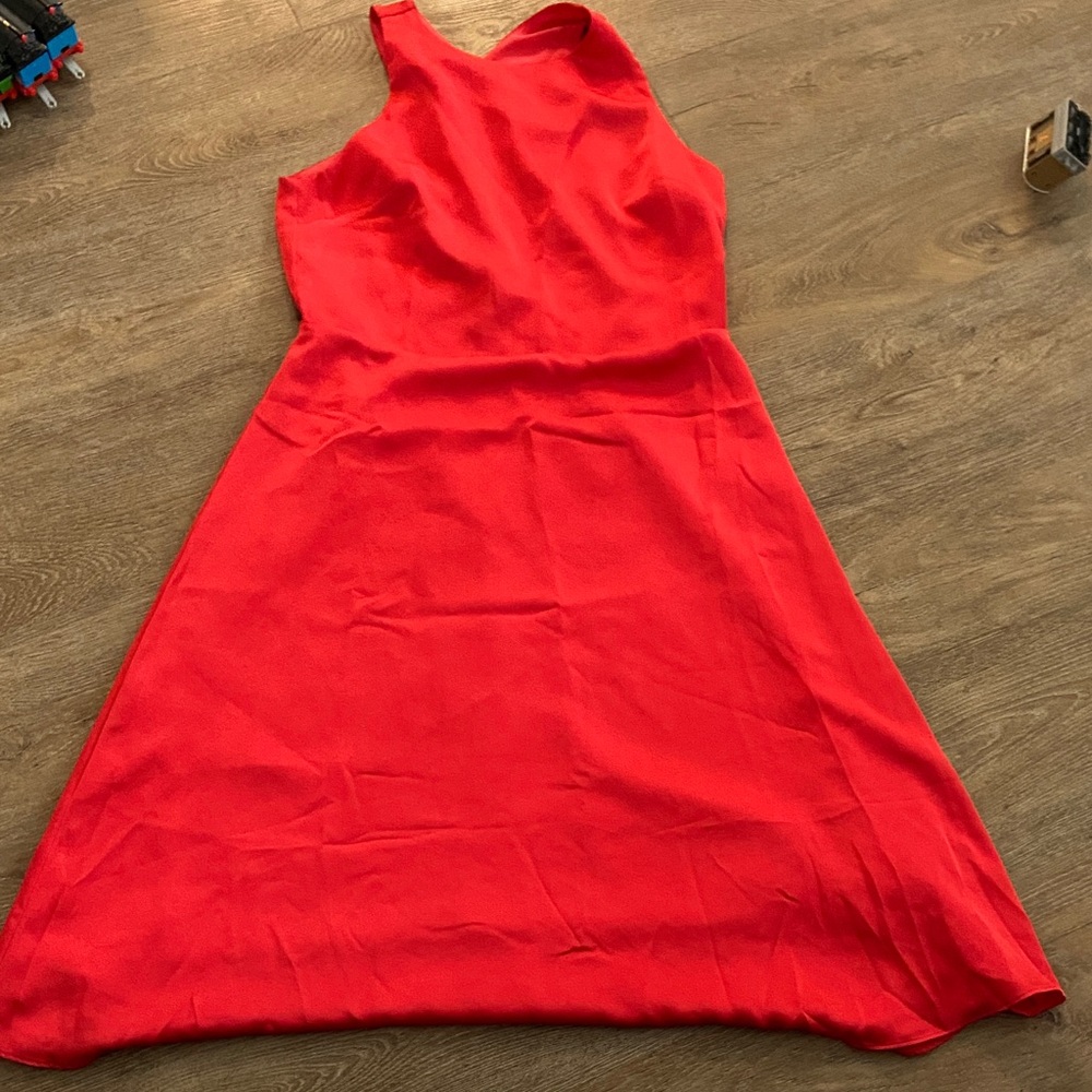 Ann Taylor Vibrant Red Sleeveless Midi Dress